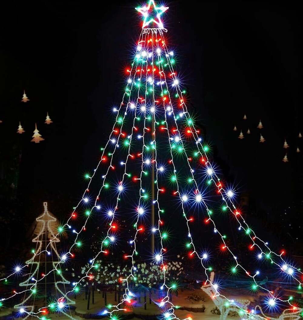 Sinhoon LED Christmas Tree Waterfall Lights With Star Topper